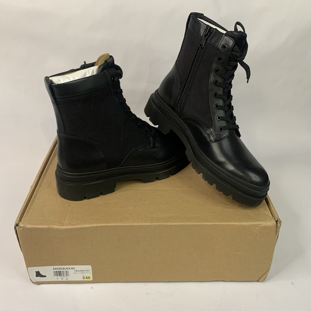 Vince Men's Raider Black Leather Combat Boots Size 8 NEW‎